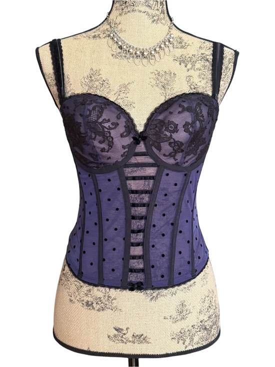Other - Y2K Polka Dot Purple Lace Bustier Corset Size 34B